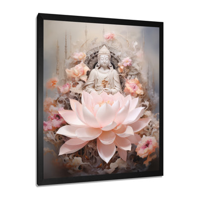 Bouddha rose, lotus de la sagesse sur toile