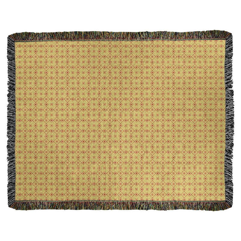 Couverture en coton tissé Katelyn Elizabeth, l 50 po x L 60 po, Jaune / Rouge
