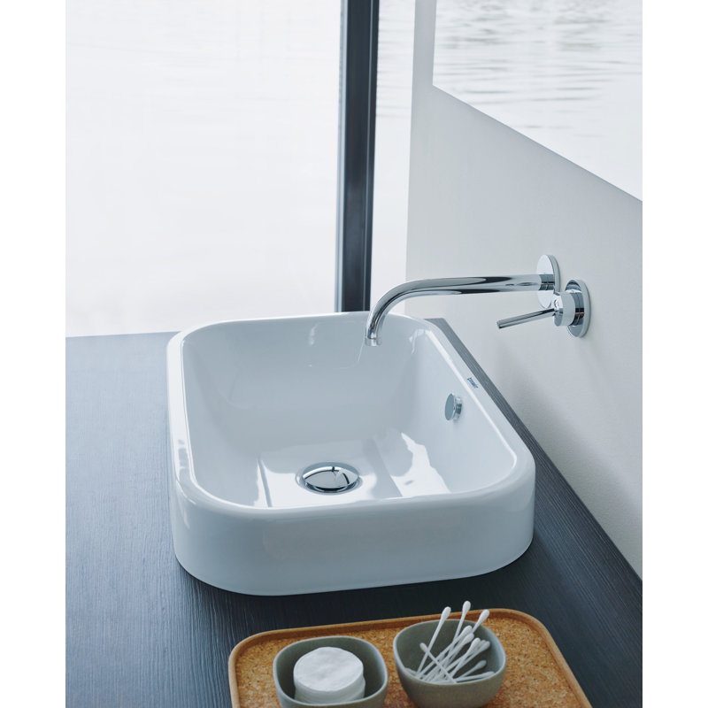 Duravit Happy D.2 Ceramic Rectangular Vessel Bathroom Sink with Overflow