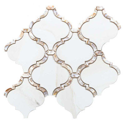  Tahitian Pearl 14" x 14.5" Satin Glass Mosaic Wall Tile