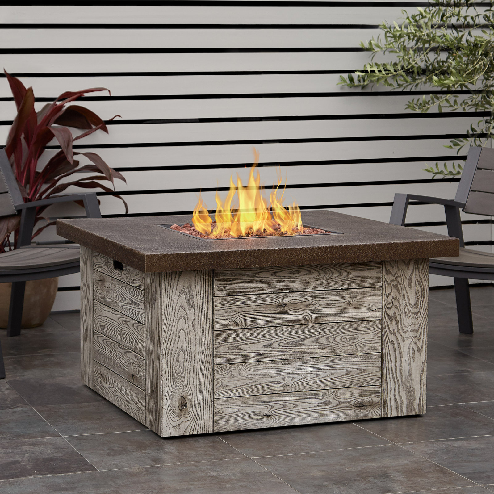 Square Concrete Fire Pit Table