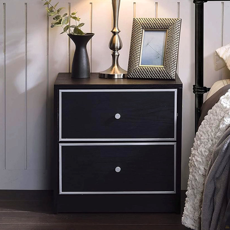 2 Storage Drawers Nightstand