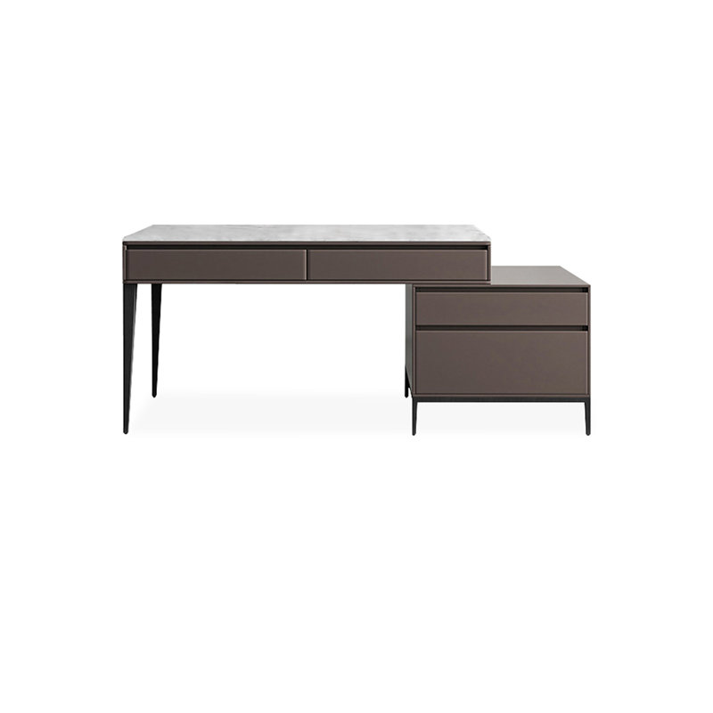 Bureau rectangulaire gris en bois manufacturé avec 4 tiroirs, H 5,91 po x l 55,12 po x P 23,62 po