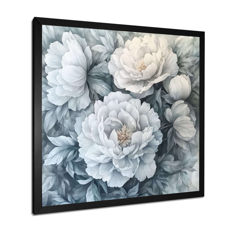 «Frosted Monicolon Pe pivoines Bloom II», art mural sur toile, Reproduction encadrée d'une seule photo, H 16 po x l 16 po