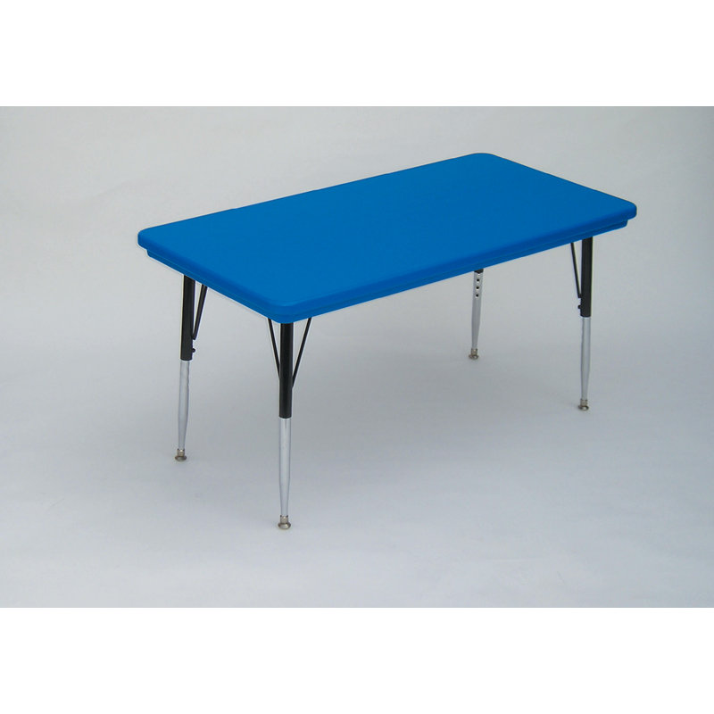 Table d'activité rectangulaire à hauteur ajustable, H 30 po x L 48 po x l 24 po, Bleu