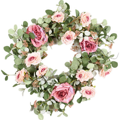 24" Handcrafted Leafage and Peony Easter Wreath