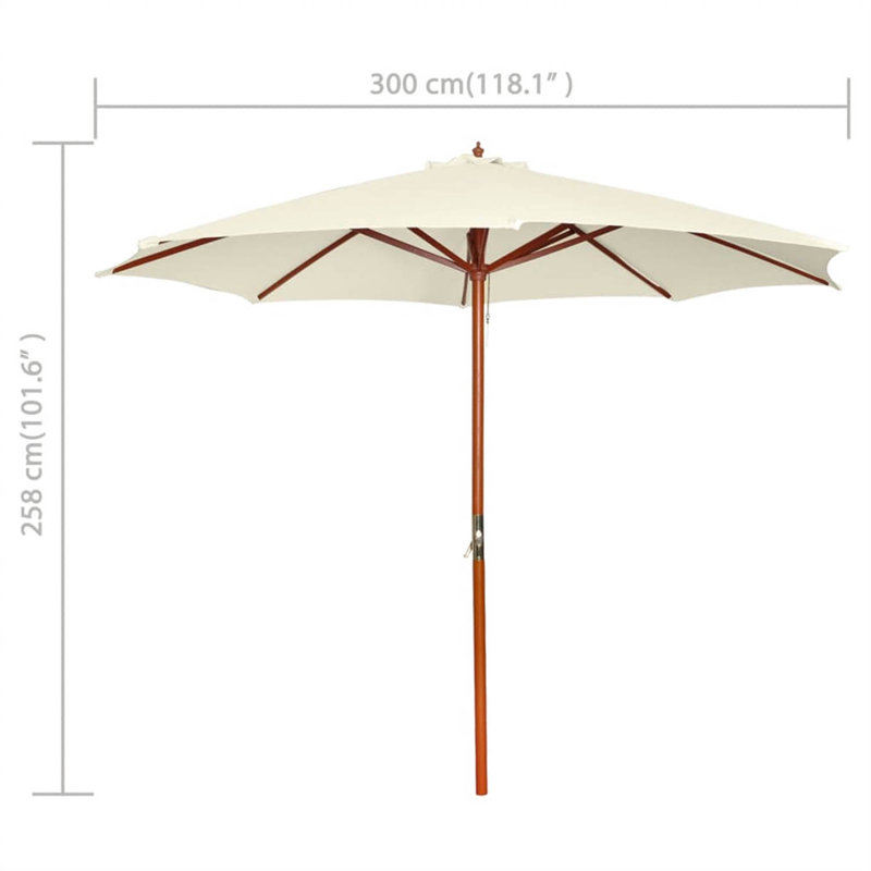 Kyng 300 cm W X 300 cm D Hexagonal Market Parasol with Crank Lift, White