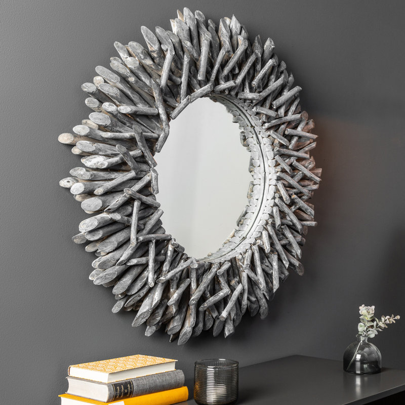Deherrera Wood Wall Mirror, Grey