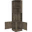 Armoire de bar à 2 tablettes brun foncé à 8 tablettes, rehaussant la fonctionnalité de votre armoire à boissons avec étagères et présentoir organisés-1770550323
