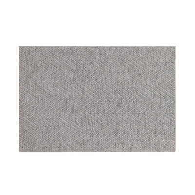 TOWN & COUNTRY BASICS Pax Herringbone Textured Solid Machine Washable Area Rug Grey