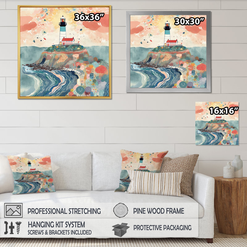 Phare côtier III, Toile tendue, H 36 po x l 36 po x P 1,5 po