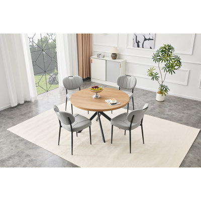Table de salle à manger ronde et pliable pour petits espaces - Matériau en bois aggloméré, parfaite pour la salle à manger, le salon de thé et le café (chêne, 1 table)