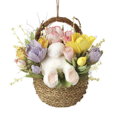 Flower Basket/ Wreath With Bunny