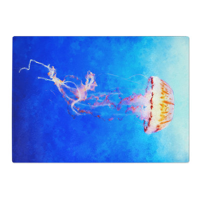 Tempered Glass Orange Jellyfish Chopping Board