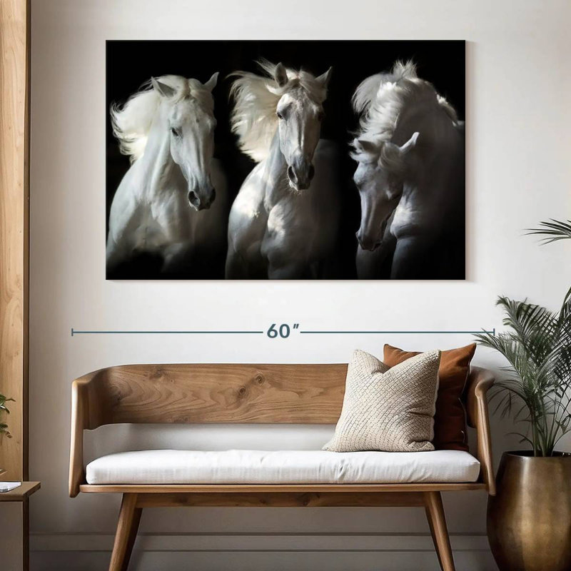 Brampt Three White Horses, 34" H x 51" W