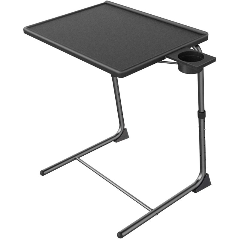 Table de bout pliante réglable et multifonctionnelle - plateau télé polyvalent avec 6 réglages de hauteur et 3 angles d'inclinaison