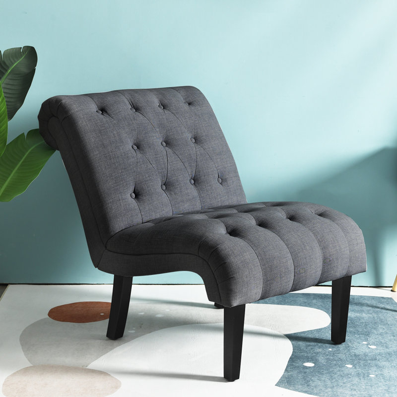 Altia Upholstered Cotton Blend Accent Chair, Grey Cotton Blend