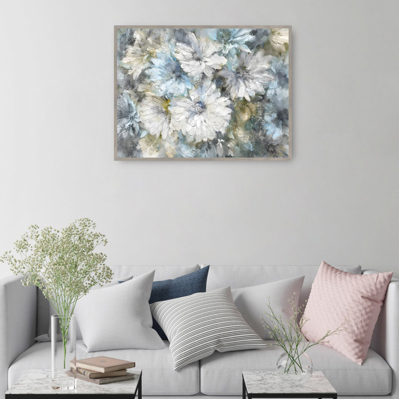 «Living Dahlia» par Studio Arts, reproduction d'art sur toile, H 43 po x l 57 po x P 1,5 po, Toile encadrée gris clair