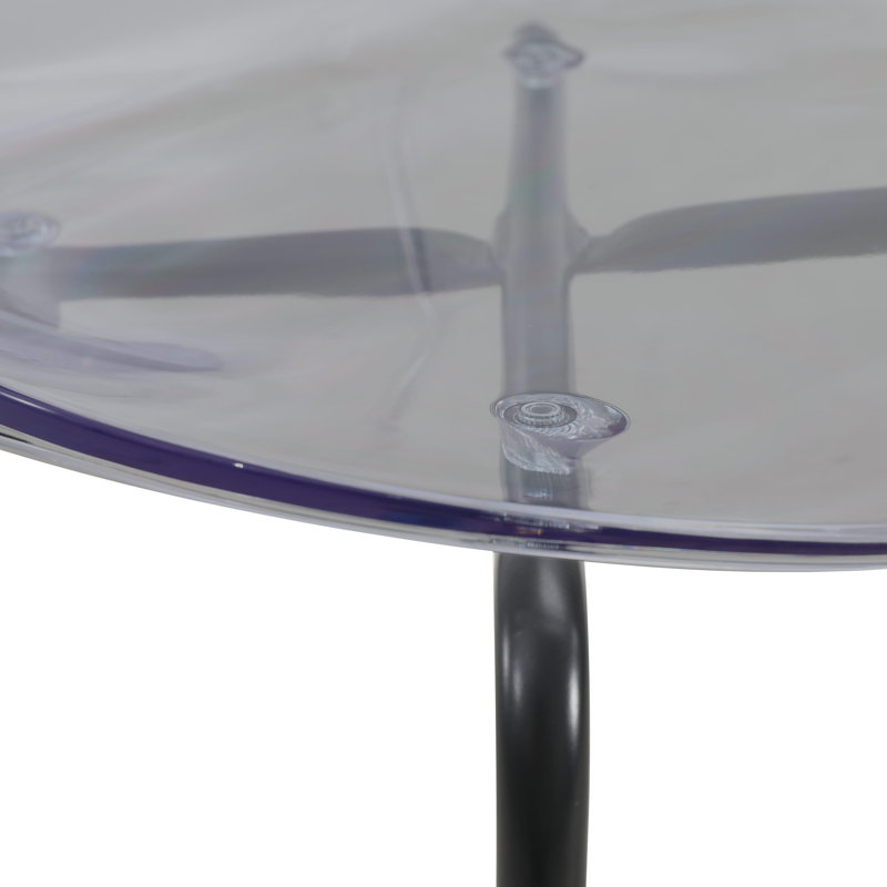 Kavish Dining Chair with Curved Back and Waterfall Edge Seat Powder-Coated Metal Legs, Transparent Black