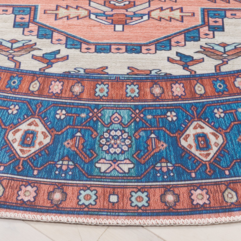 Rashem Performance Machine Washable Oriental Rug, Round 6'