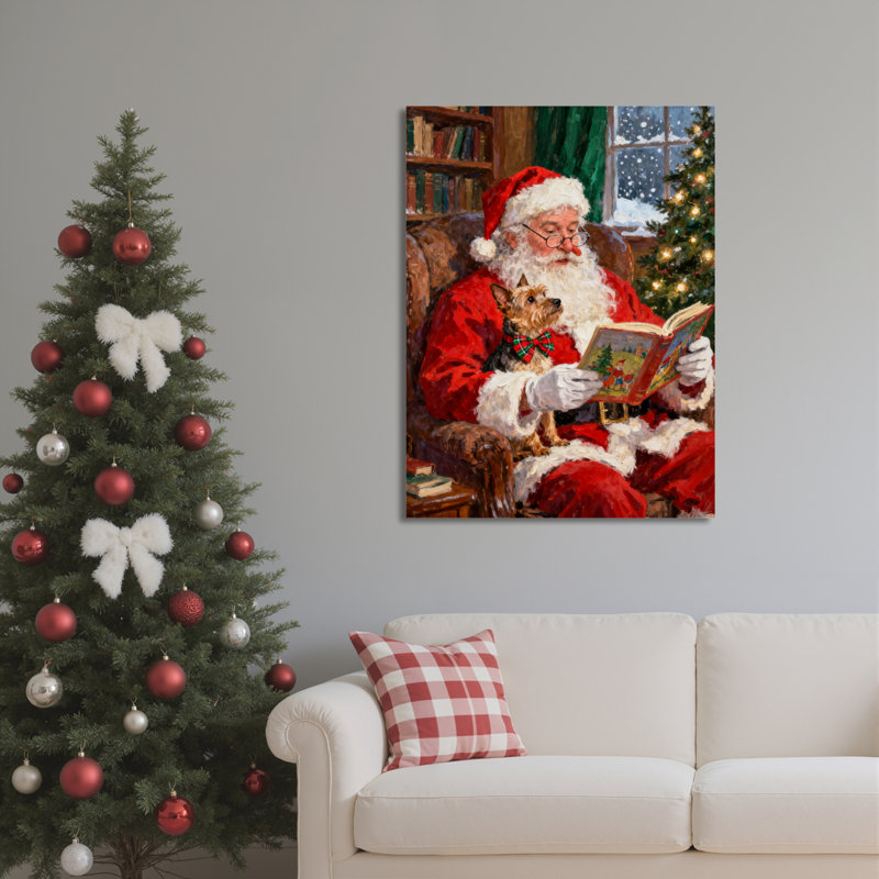 Père Noël, livre sur toile, art mural, H 18 po x l 12 po