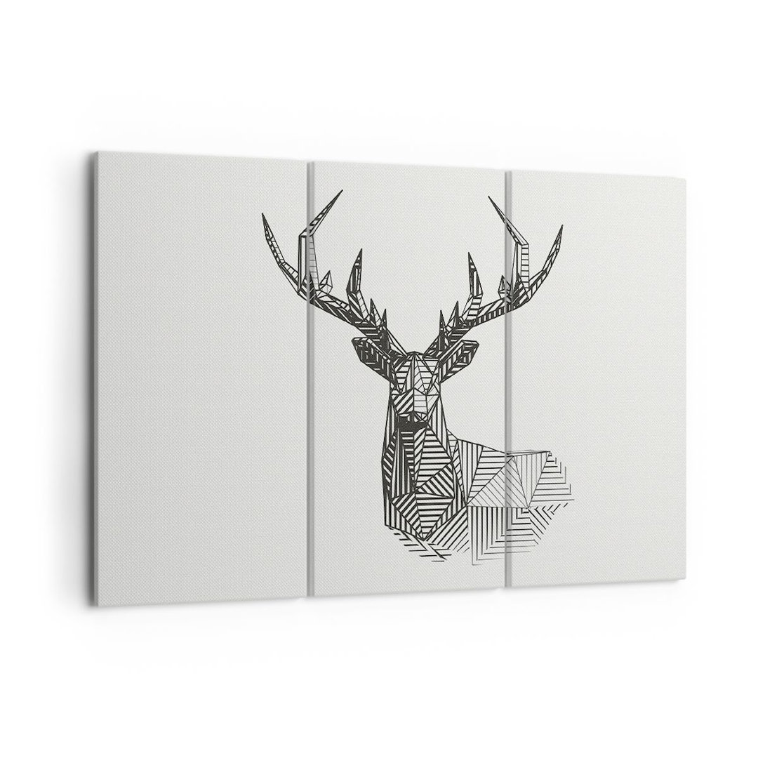 3-tlg. Leinwandbilder-Set Deer Sketch Scandinavian