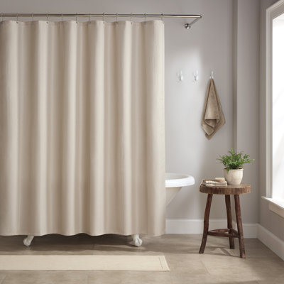 Host & Home Raindrop Jacquard Woven 72x72 Shower Curtain Set with 12 Stainless Metal Hooks, Weighted Hem & Rust-Proof Grommets