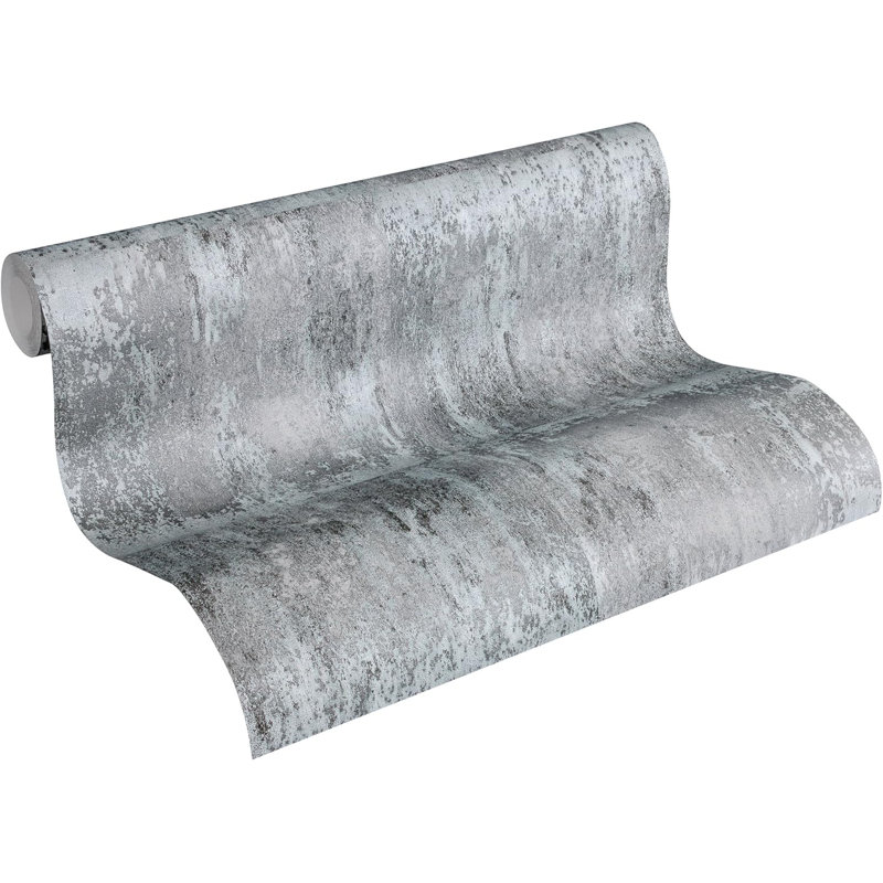 Rouleau de papier peint texturé L 21 pi, Noir / gris / argent métallique / taupe