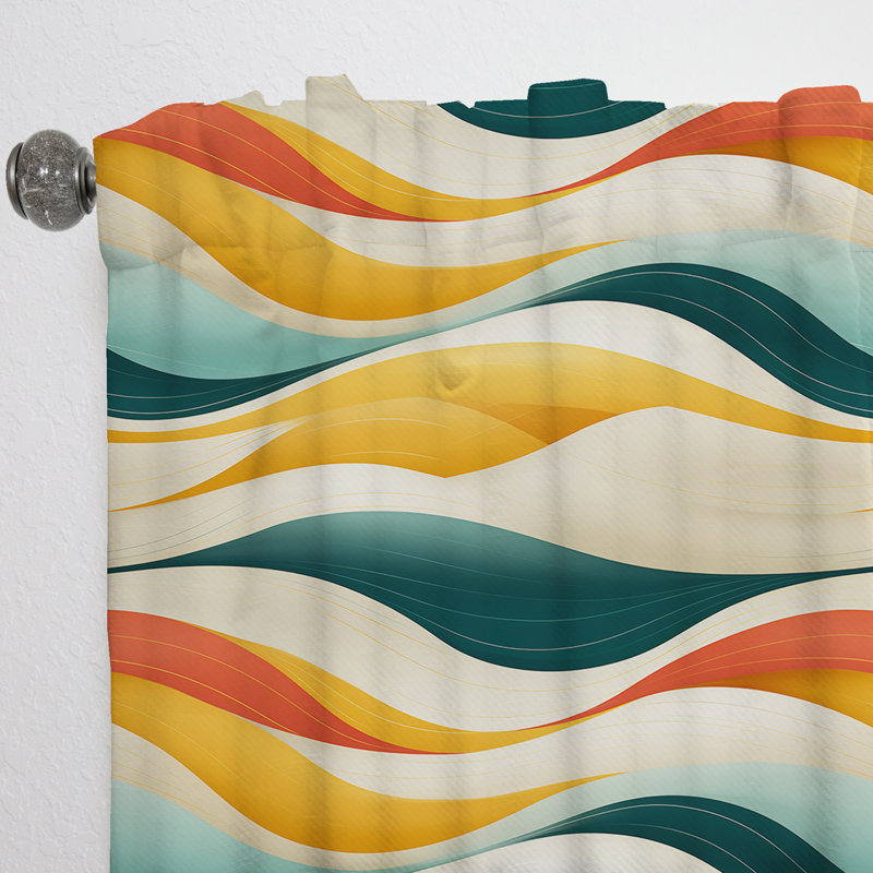 Retro Waves Lines I - Rideau en velours Mid-Century - obscurcissant - 1 panneau, L 52 po x L 63 po