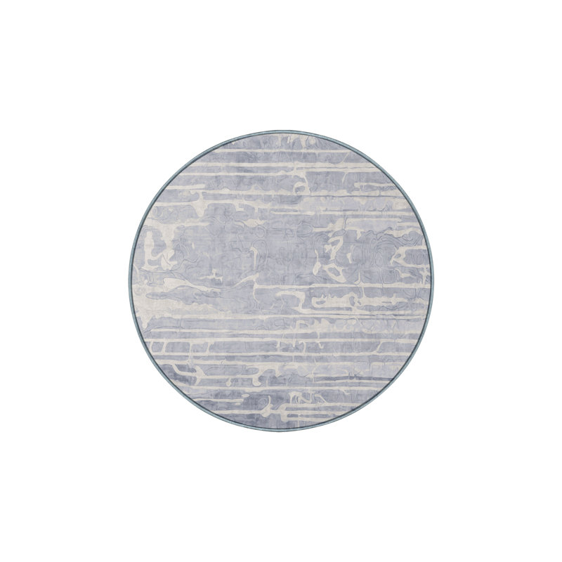 Machine Washable Blue Area Rug, Round 8'