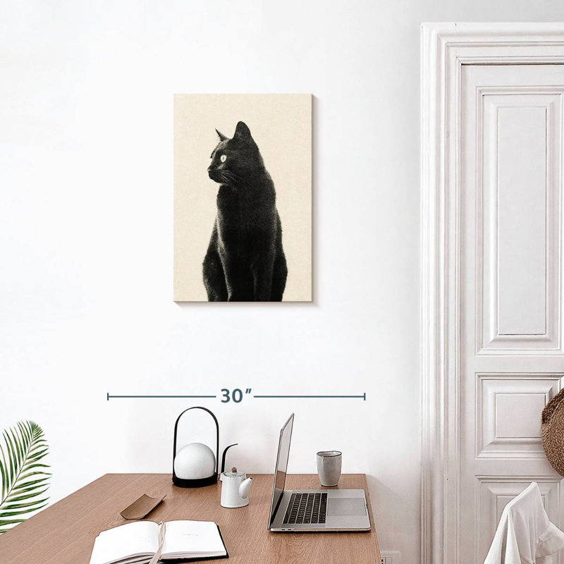 Chat noir Brampt beige, H 24 po x l 16 po