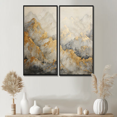 «Bold Beige And Gold Mountain Glacier», impressions sur toile de paysages forestiers