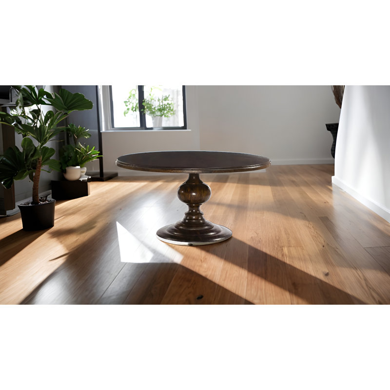  Table de salle à manger rustique ronde en bois massif 48 po, Brun, L 48 po x l 48 po