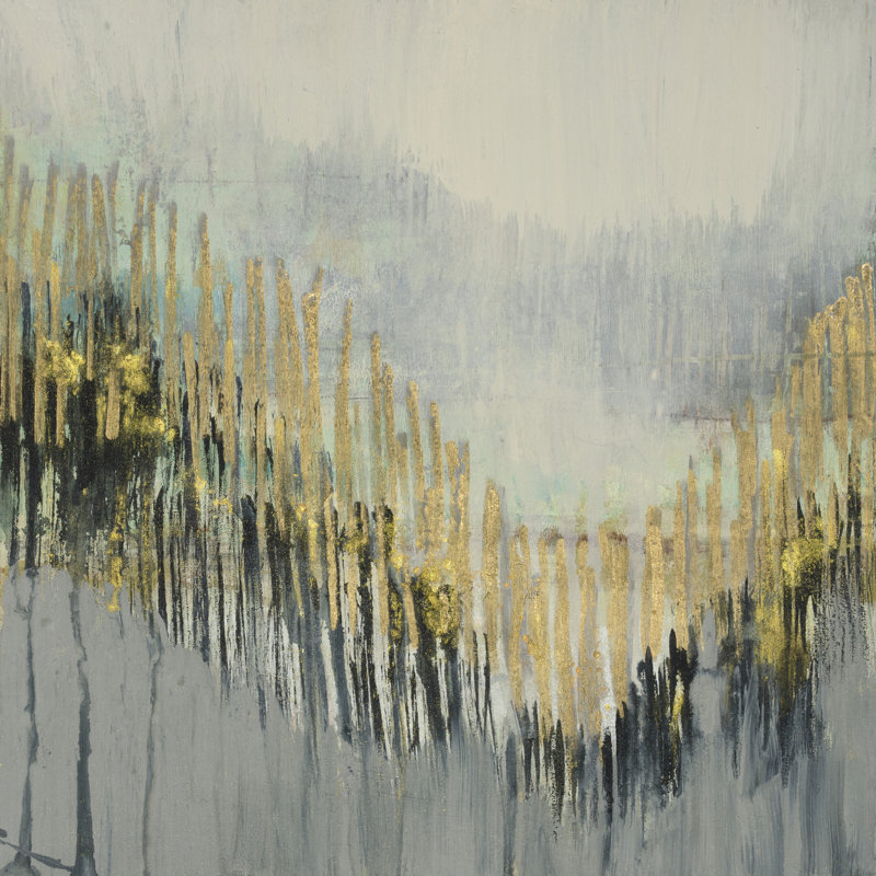 Gilded Striations I by Jennifer Goldberger - Wrapped Canvas Painting, 30cm H x 30cm W
