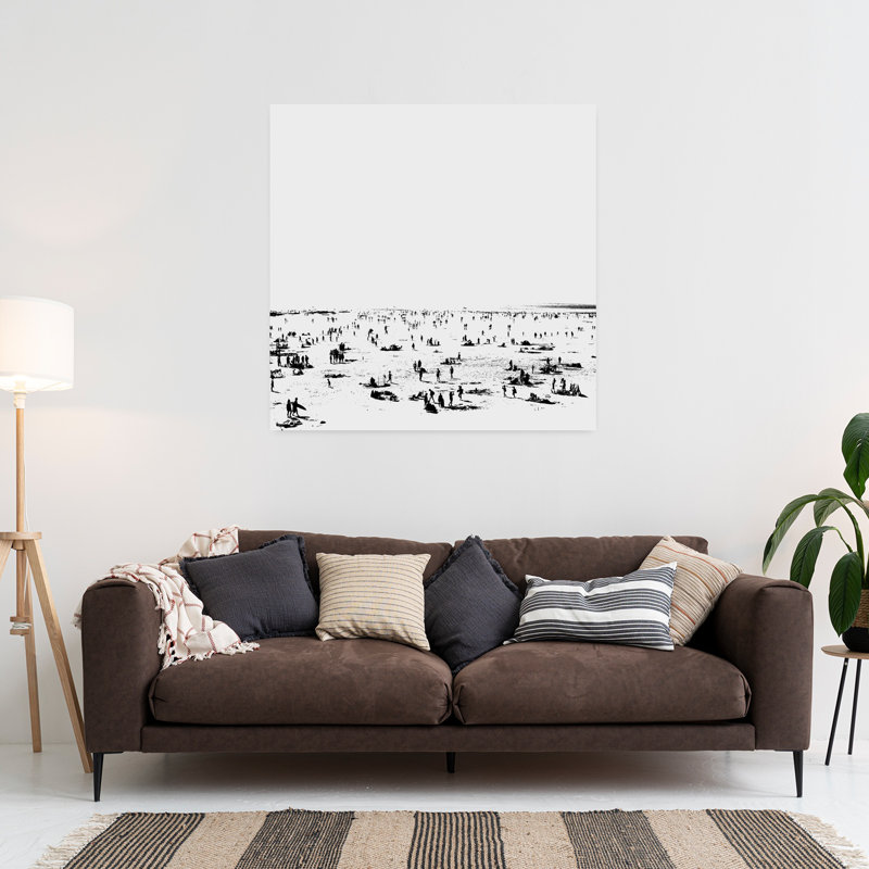 Art contemporain, paysage côtier moderne abstrait, H 36 po x l 36 po