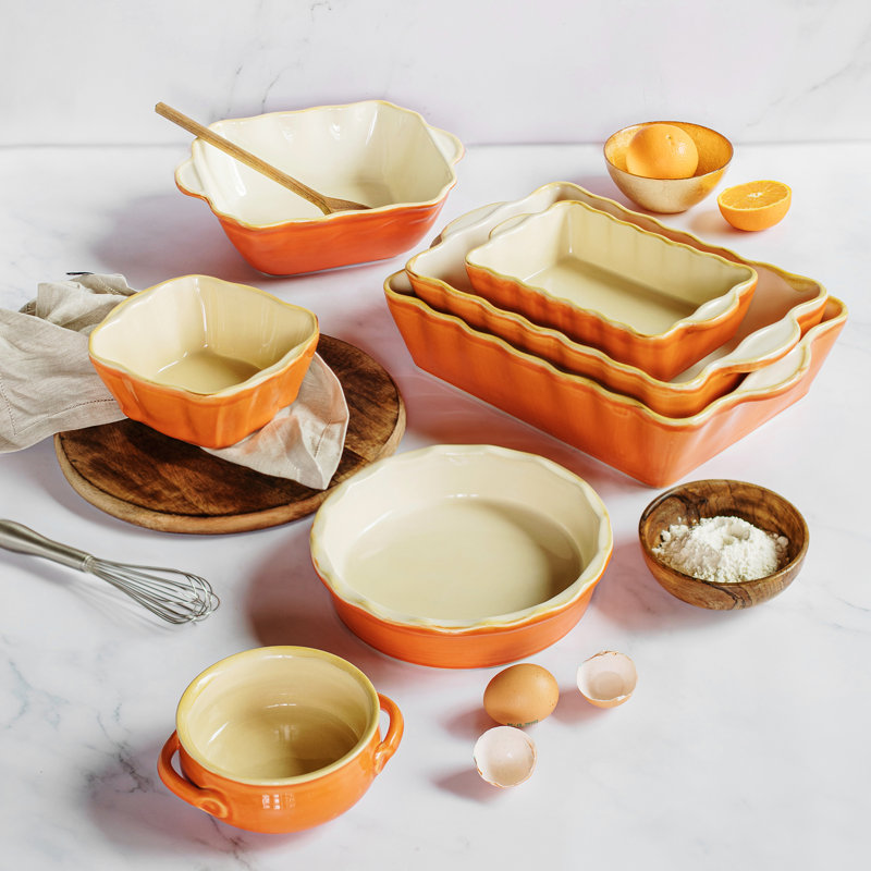 Italian Bakers Orange Small Handled Round Bakers