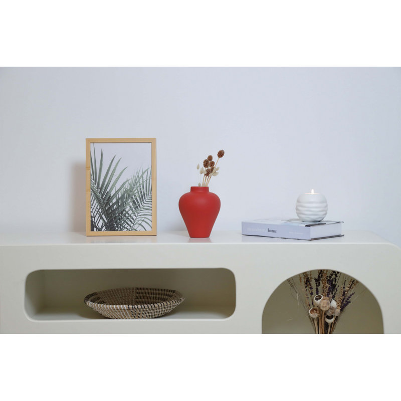 Elegant Red Ceramic Vase, 5.3 x 5.3 x 6.5 Inches | 100% Premium Ceramic, Perfect for Home Decor & Floral Arrangements | Stylish Accent Piece for Living Room, Office, or Dining Table
