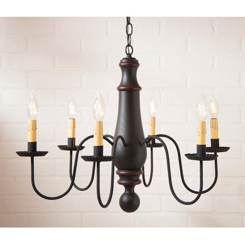 Wetherell 6 - Light Dimmable Classic / Traditional Chandelier, Sturbridge Black with Sturbridge Red
