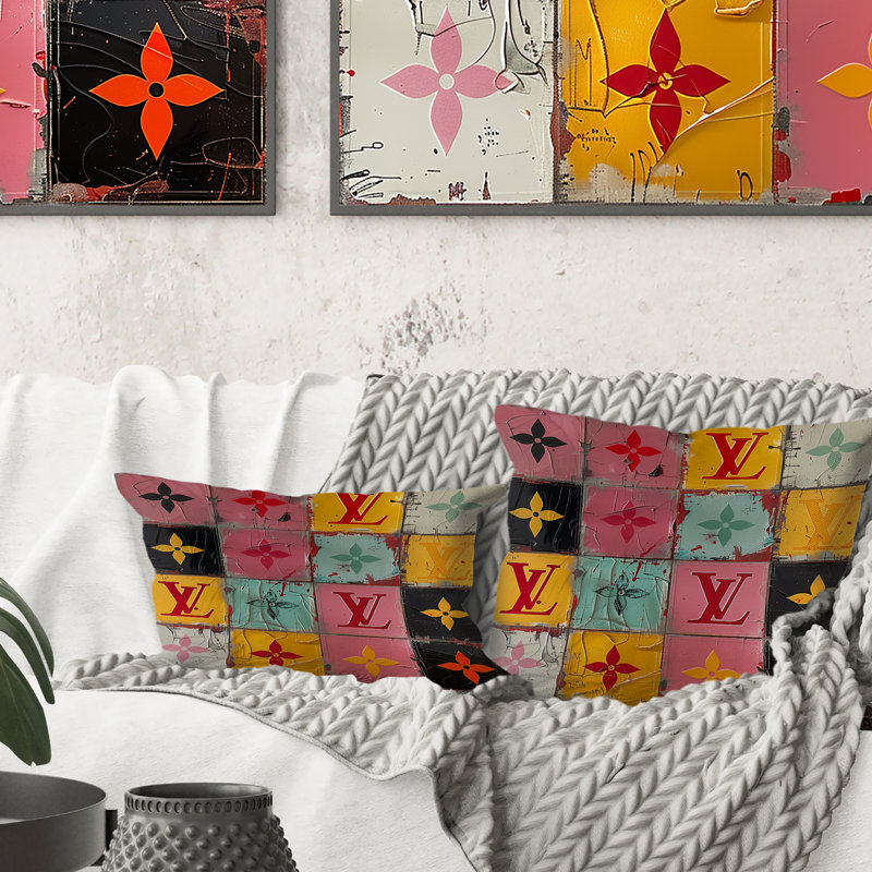 Designer à damier Fashion II - Coussin tendance, 18" x 18", Carrée