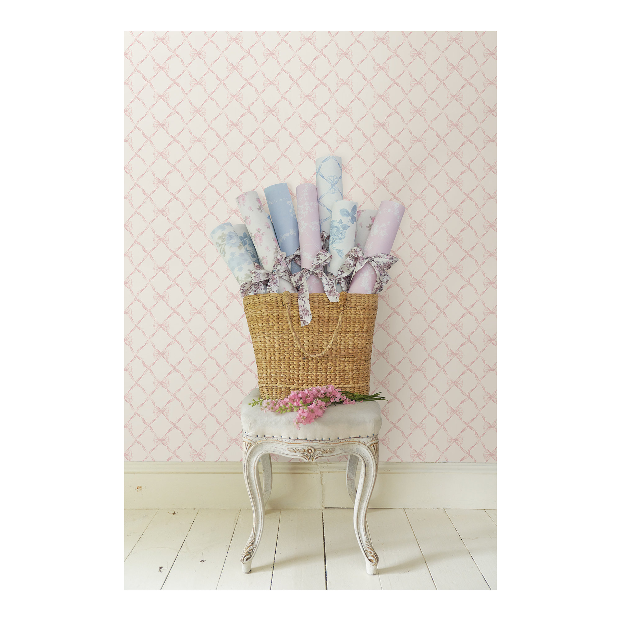 Baby Bow Peel & Stick Wallpaper Roll, Pink
