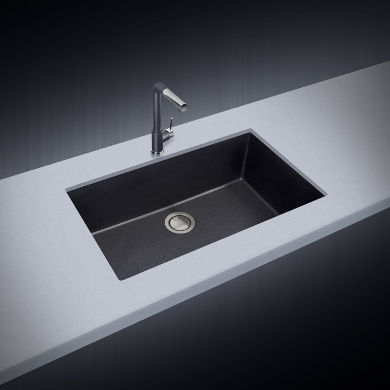 33" L x 19.5" W Undermount Quartz Kitchen Sink, Black