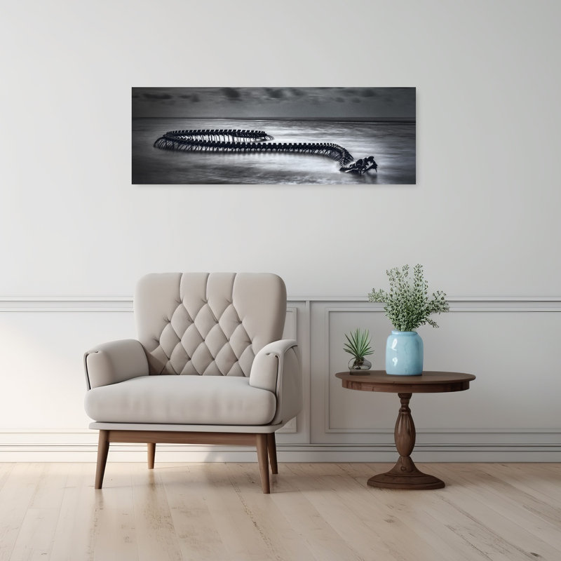Art mural mystérieux, squelette, océan, 36" H x 12" W