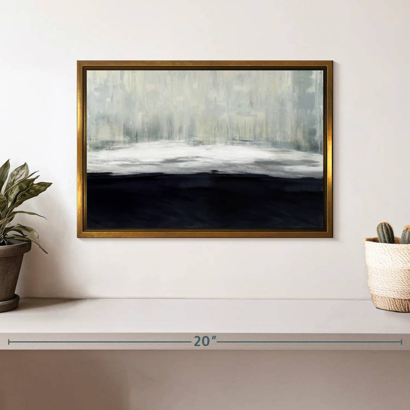 Blanc sur bleu, Cadre flottant doré, 13 po x 9 po