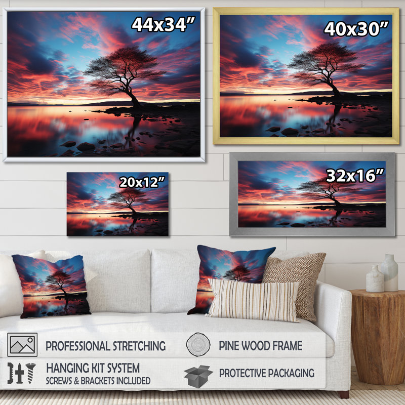 Symphonie bleue et bleue sur toile, H 30 po x l 40 po x P 1,5 po, Cadre simple noir