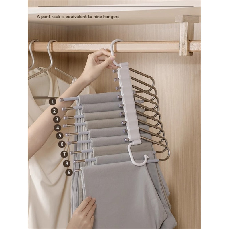 Cintre pour pantalons pliable en acier inoxydable, 4