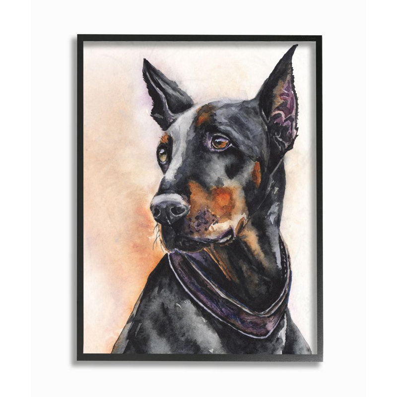 « doberman dog animal, peinture à l’aquarelle », impression sur toile, H 20 po x l 16 po x P 1,5 po