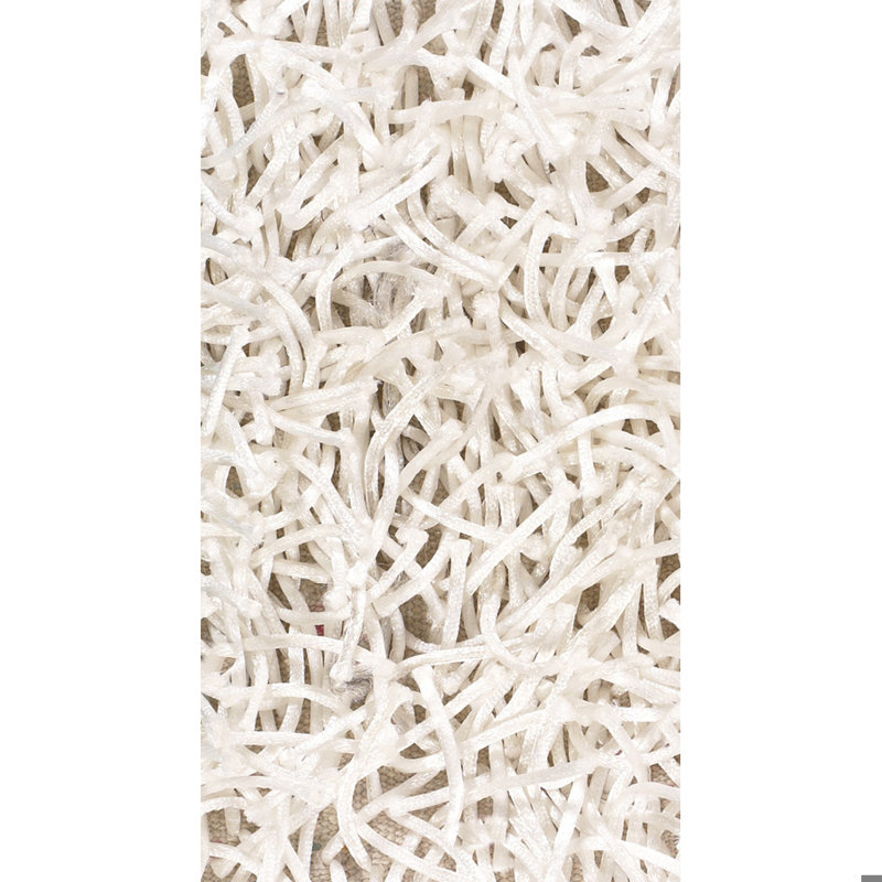 Heston Authentic Hand Woven Handmade White Modern Abstract Polyester Shag Area Rug