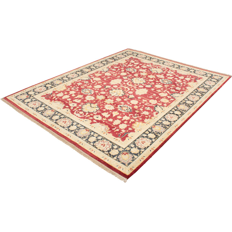 Tapis en laine rouge 9 pi 2 po x 11 pi 9 po à la main one-of-kind-noué la 2010 pako Arabelle