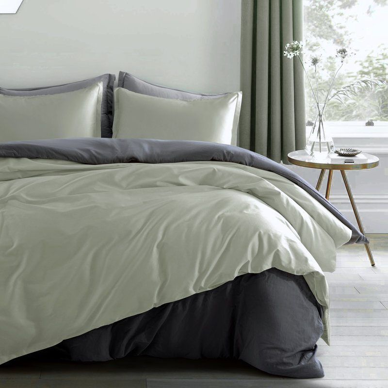 Ensemble de housse de couette 400T, Housse de couette pour très grand lit et 2 très, Sauge