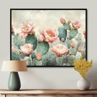 Impression sur toile Blush Cactus Desert Bloom I - Désert rose